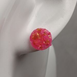 Pink and Gold Stud Earrings
